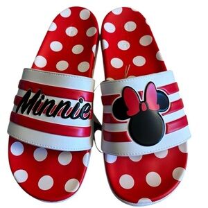 NWT Disney x Adidas Adilette Comfort Slides Sz US 9  Minnie Mouse Red White Shoe